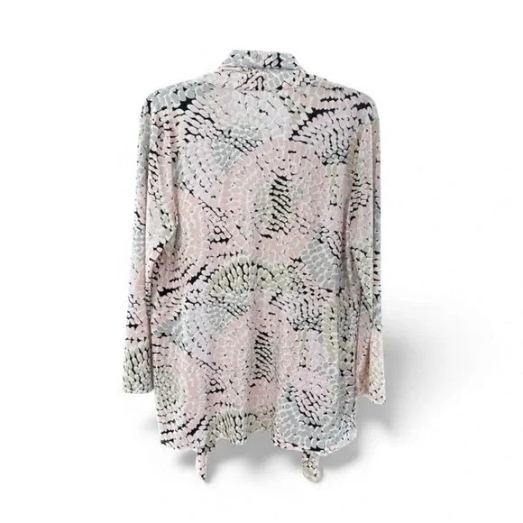 Kasper Stylish Pink and Gray Patterned Cardigan size large drape - Picture 2 of 6